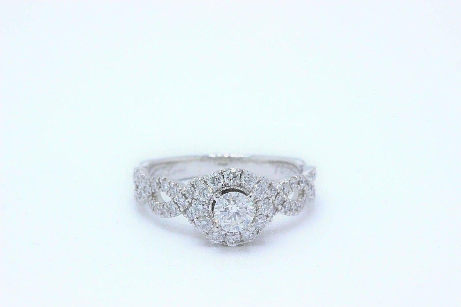 Neil Lane Diamond Engagement Ring Round 1.00 Carat in 14 Karat White Gold For Sale 7