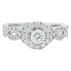 Used Neil Lane Diamond Engagement Ring Round 1.00 Carat in 14 Karat White Gold