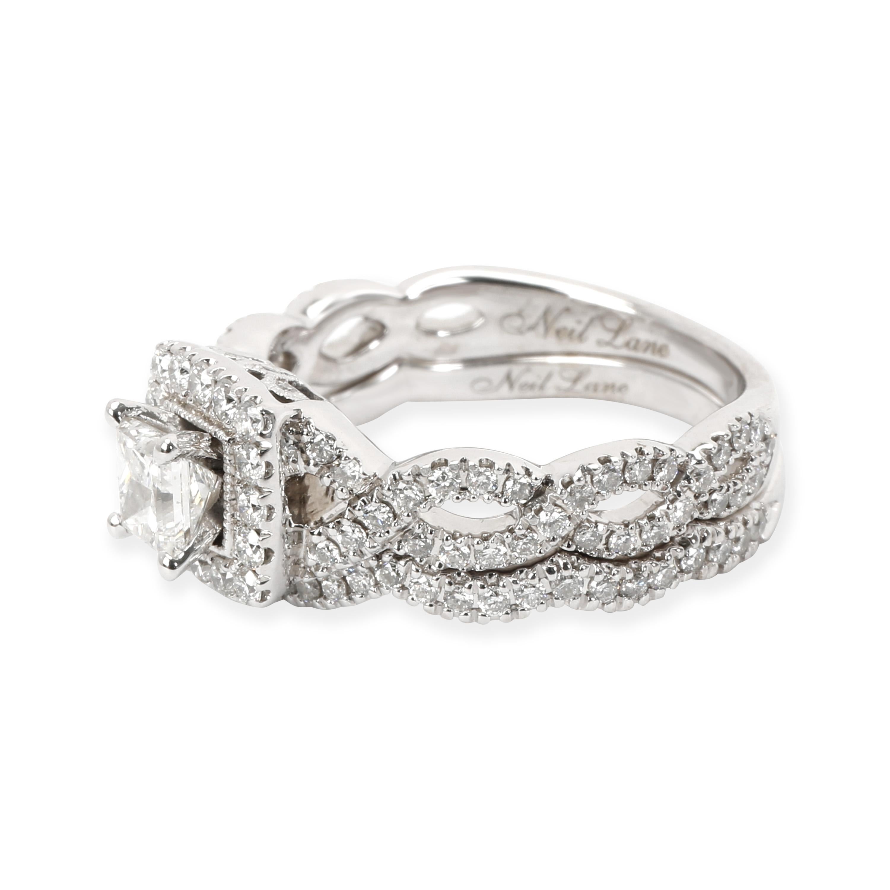 Neil Lane Diamond Engagement Wedding Ring Set in 14K White Gold '1.17 CTW' In Excellent Condition In New York, NY