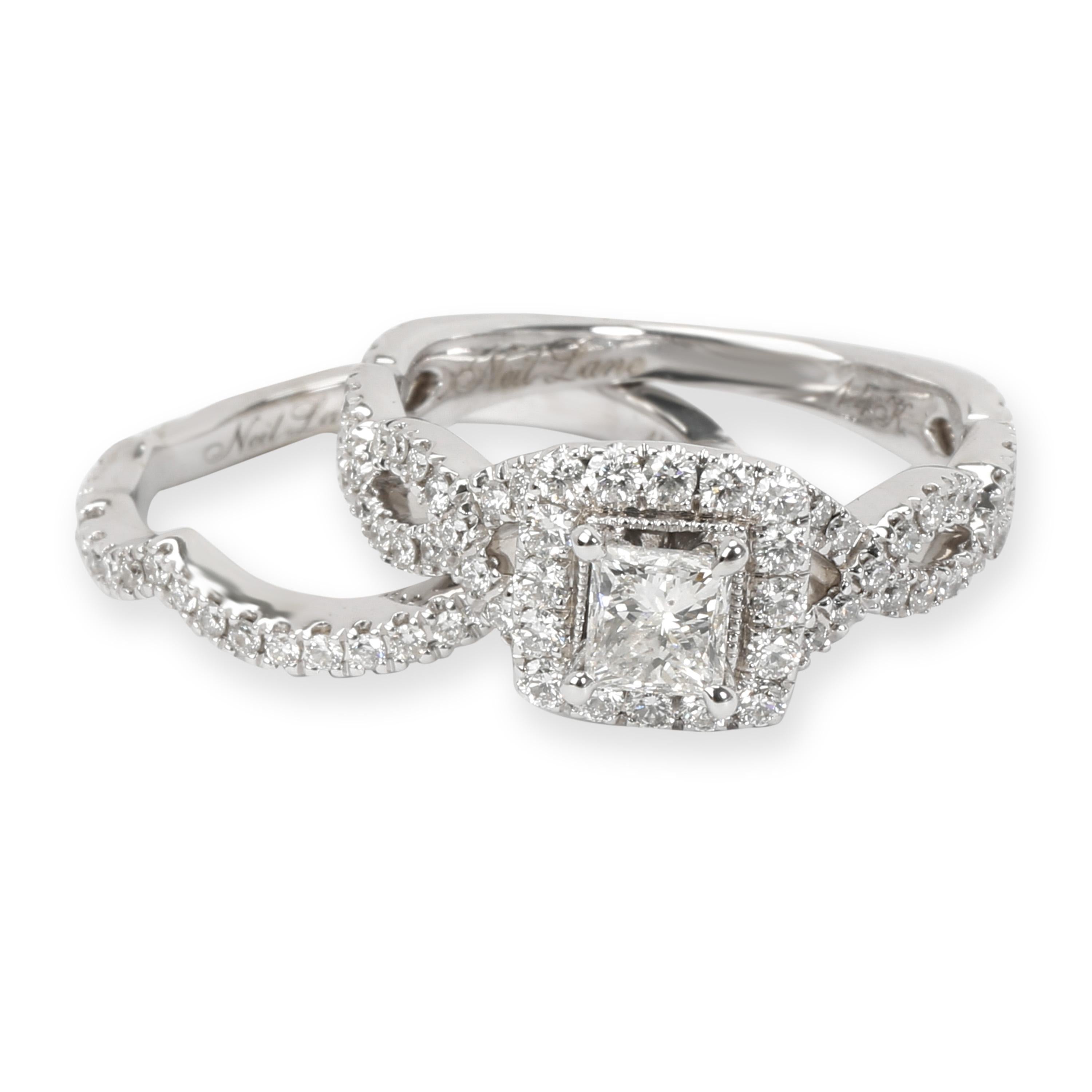 Women's Neil Lane Diamond Engagement Wedding Ring Set in 14K White Gold '1.17 CTW'