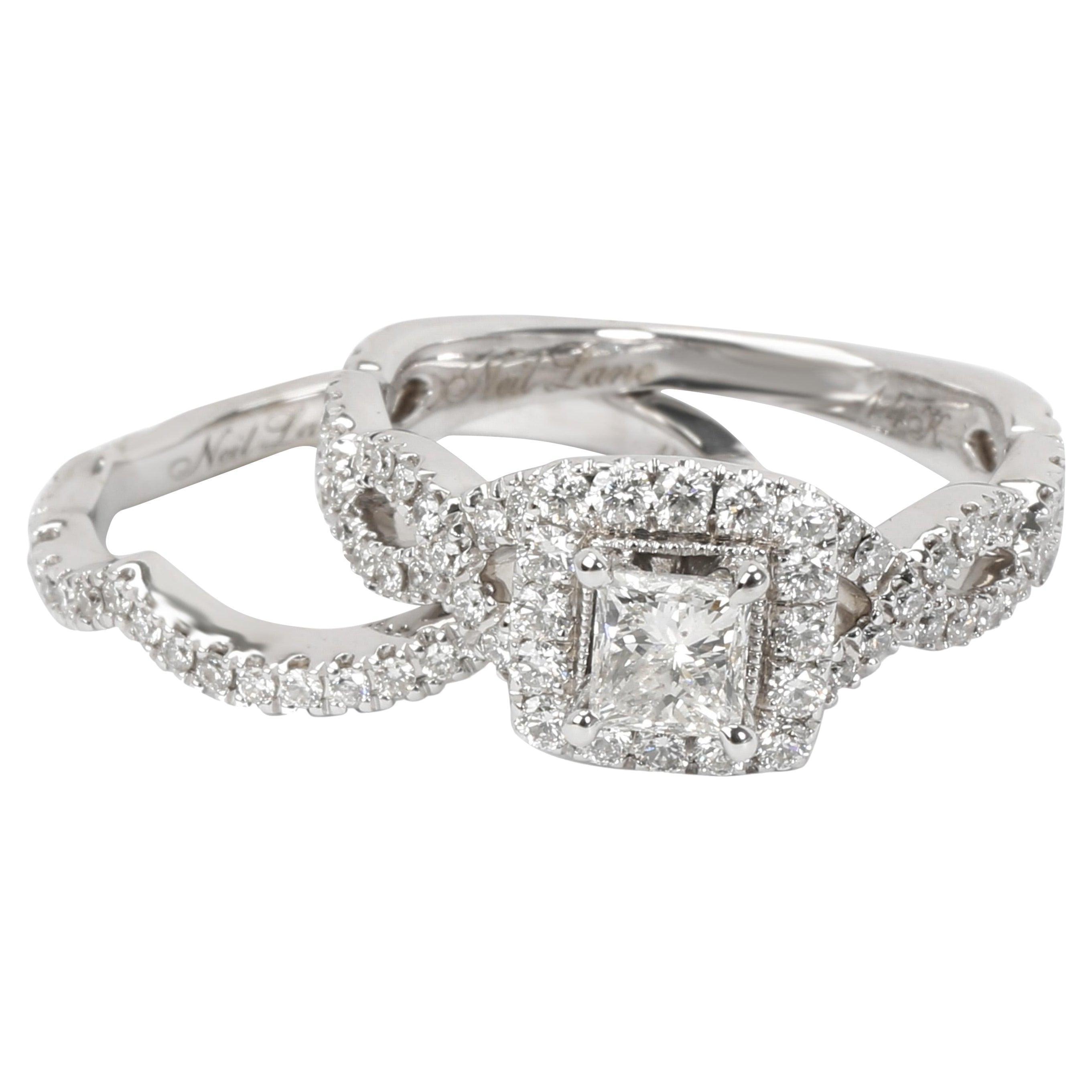 Neil Lane Diamond Engagement Wedding Ring Set in 14K White Gold '1.17 CTW'