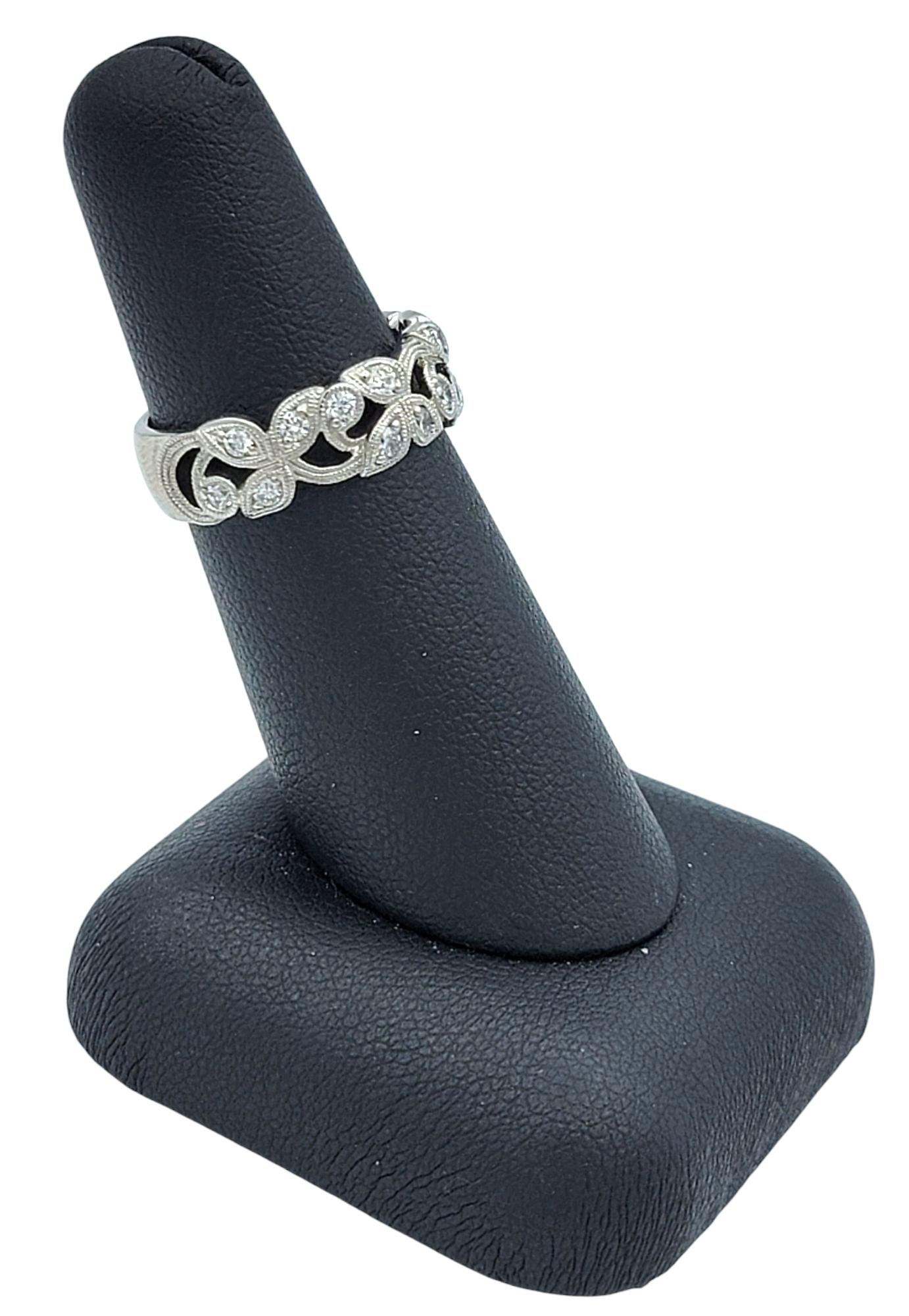 Neil Lane Diamond Filigree Vine and Leaf Motif Band Ring in 14 Karat White Gold For Sale 7