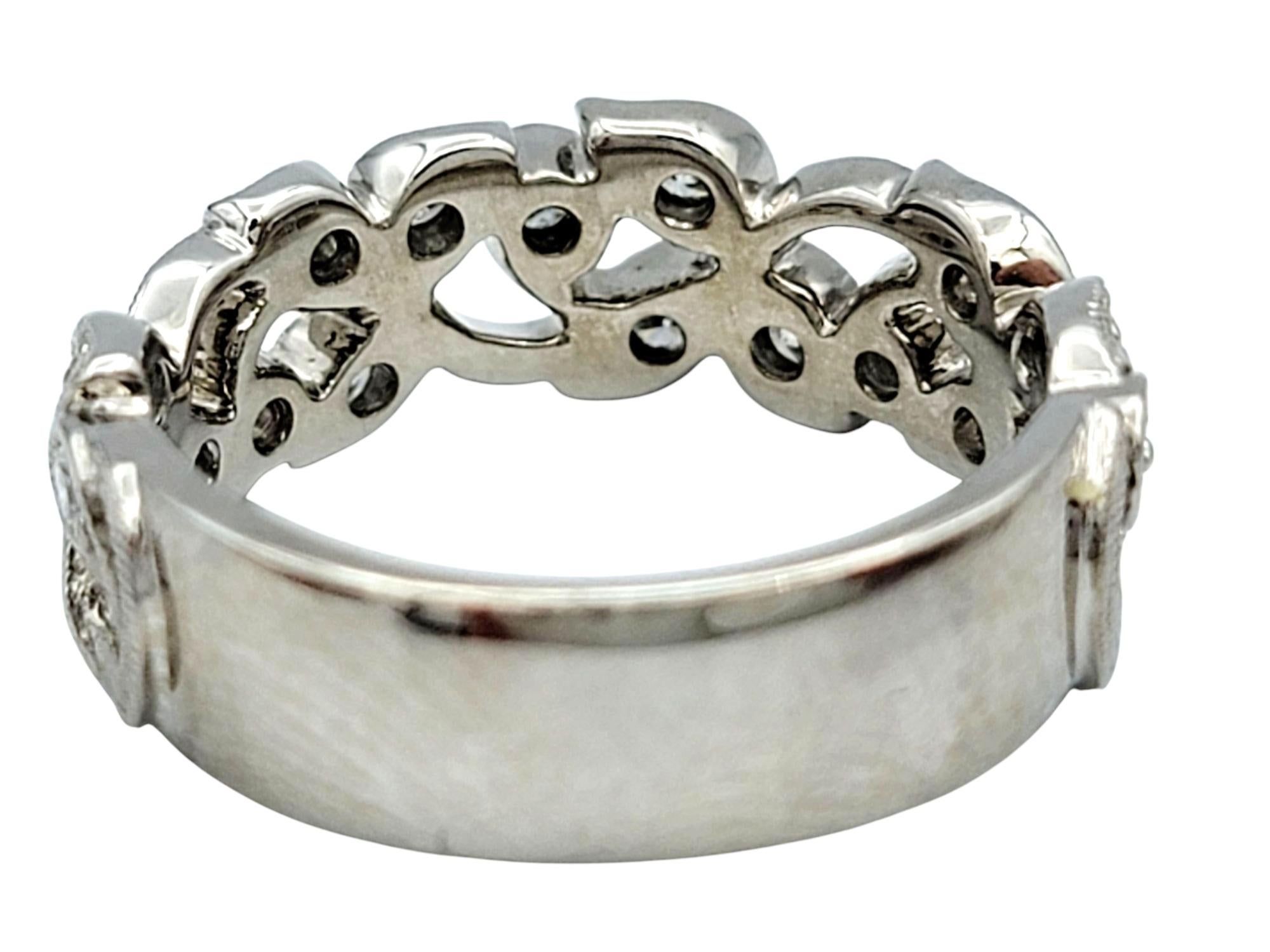 Neil Lane Diamond Filigree Vine and Leaf Motif Band Ring in 14 Karat White Gold For Sale 1
