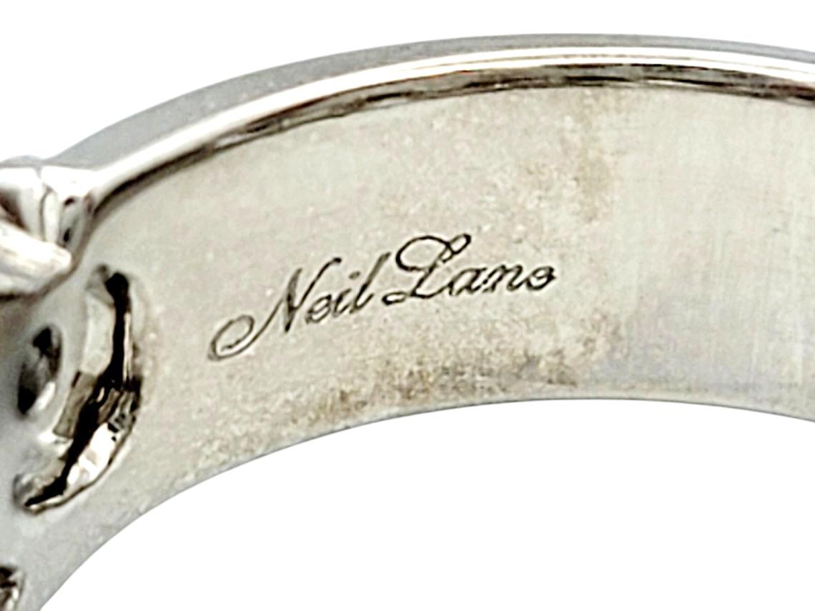 Neil Lane Diamond Filigree Vine and Leaf Motif Band Ring in 14 Karat White Gold For Sale 2