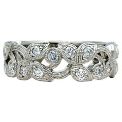 Neil Lane Diamond Filigree Vine and Leaf Motif Band Ring in 14 Karat White Gold