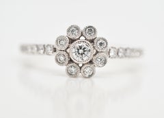 Neil Lane Diamond Flower Halo-Bezel Set Ring in 14 Karat White Gold