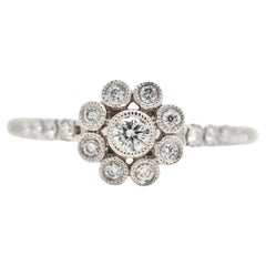 Neil Lane Diamond Flower Halo-Bezel Set Ring in 14 Karat White Gold