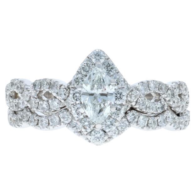 Neil Lane Diamond Halo Engagement Ring
Wedding Band WhiteGold 14k Marq 1.00ctw