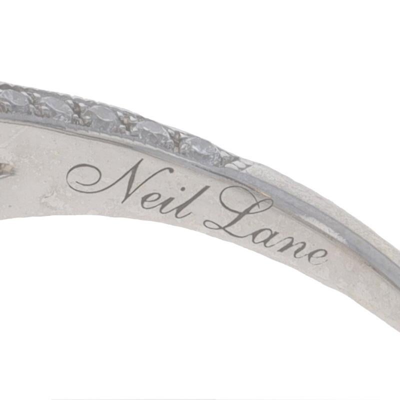 Neil Lane Diamond Halo Engagement Ring - White Gold 14k Oval 1.45ctw GIA Leaves For Sale 2