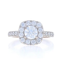 Neil Lane Diamond Halo Engagement Ring - White Gold 14k Round Brilliant 1.50ctw