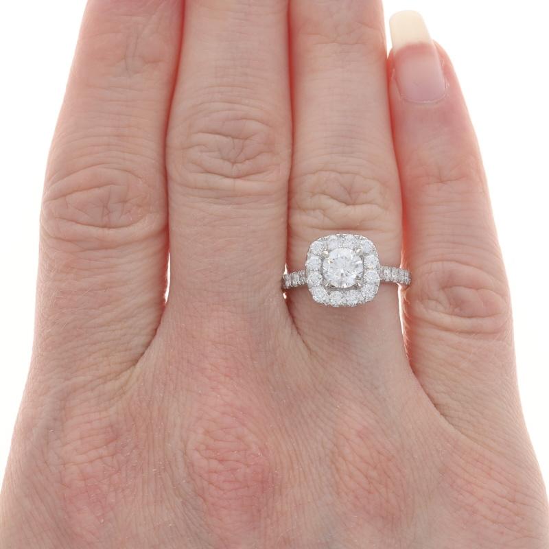 Round Cut Neil Lane Diamond Halo Engagement Ring - White Gold 14k Round Brilliant 1.50ctw For Sale