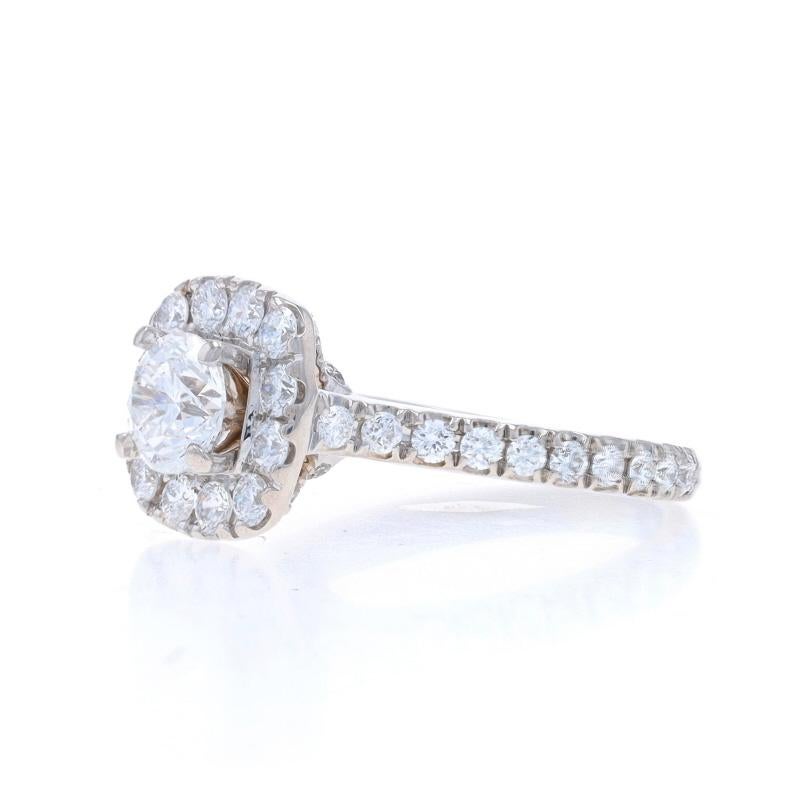 Neil Lane Diamond Halo Engagement Ring - White Gold 14k Round Brilliant 1.50ctw In Excellent Condition For Sale In Greensboro, NC