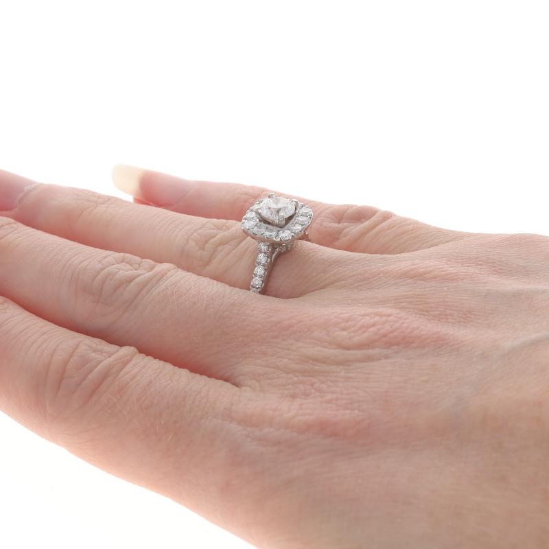 Women's Neil Lane Diamond Halo Engagement Ring - White Gold 14k Round Brilliant 1.50ctw For Sale