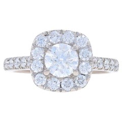 Neil Lane Diamond Halo Engagement Ring - White Gold 14k Round Brilliant 1.50ctw