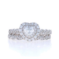 Neil Lane Diamond Heart Halo Engagement Ring &Wedding Band White Gold 14k 7/8ctw