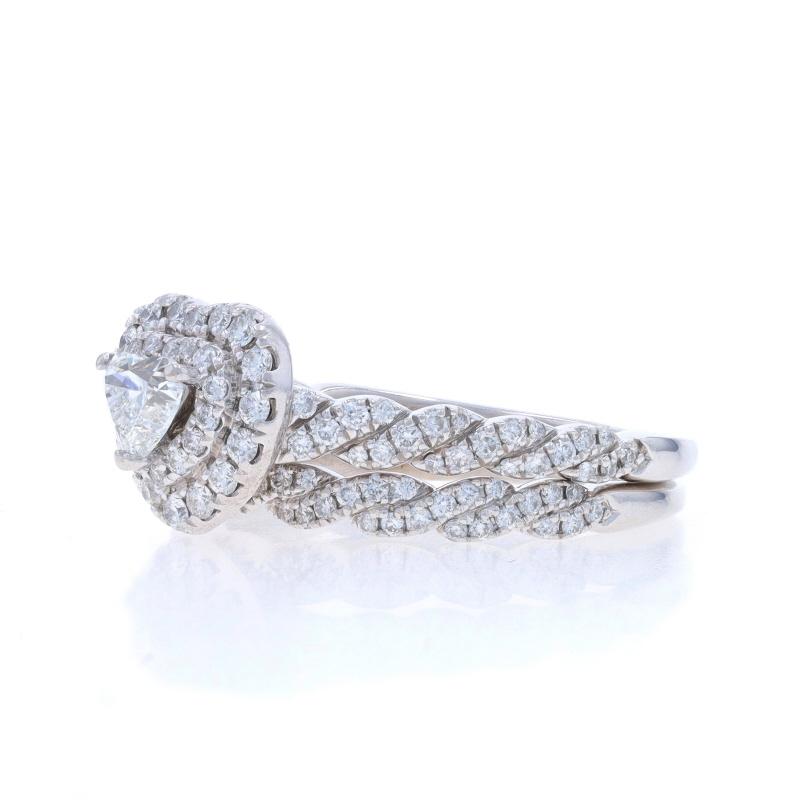Women's Neil Lane Diamond Heart Halo Engagement Ring &Wedding Band White Gold 14k 7/8ctw