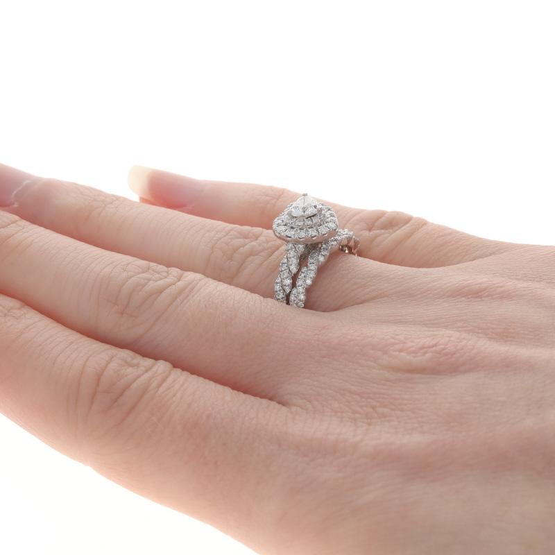 Neil Lane Diamond Heart Halo Engagement Ring &Wedding Band White Gold 14k 7/8ctw 1