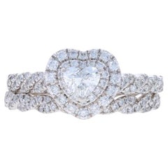 Neil Lane Diamond Heart Halo Engagement Ring &Wedding Band White Gold 14k 7/8ctw