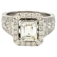 Neil Lane EGL heavy 14K WG 3.91CT Emerald Cut Diamond Wedding Ring w/2.01CT Ctr