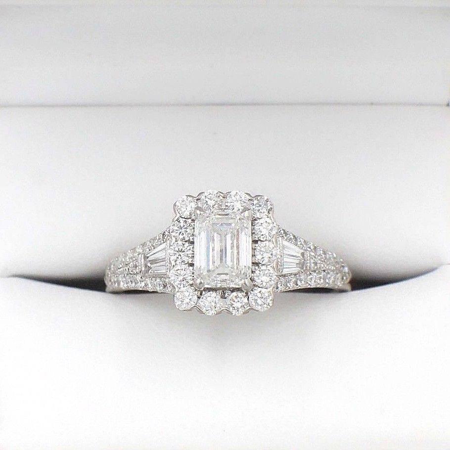 Neil Lane Emerald Cut Diamond 1 7/8 Carat Engagement Ring 14 Karat White Gold 3