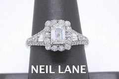 Neil Lane Emerald Cut Diamond 1 7/8 Carat Engagement Ring 14 Karat White Gold