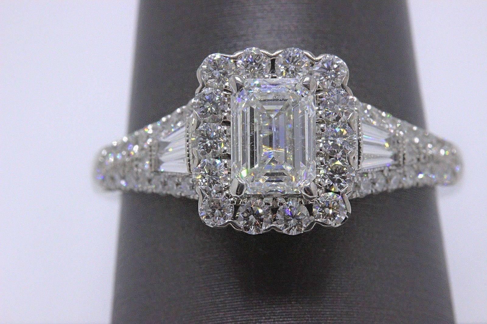 Neil Lane Emerald Cut Diamond 1 7/8 Carat Engagement Ring 14 Karat White Gold In Excellent Condition In San Diego, CA