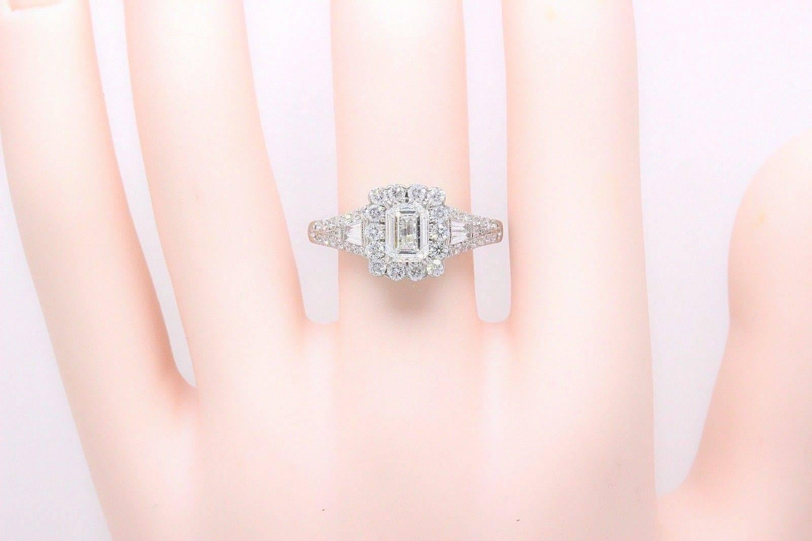 Neil Lane Emerald Cut Diamond 1 7/8 Carat Engagement Ring 14 Karat White Gold 1