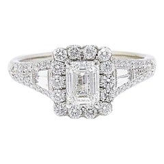 Neil Lane Emerald Cut Diamond 1 7/8 Carat Engagement Ring 14 Karat White Gold