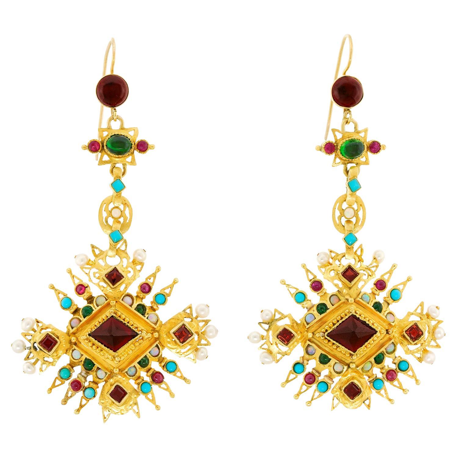 Neil Lane Extra Fabulous Renaissance Revival 18k  Earrings For Sale