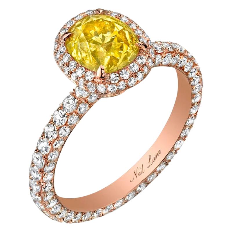 Neil Lane Couture Fancy Color Old Mine Cut Diamond, 18 Karat Rose Gold Ring For Sale