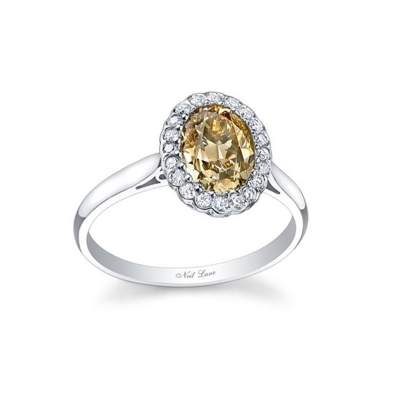 Contemporary Neil Lane Couture Design Fancy Color Oval Brilliant-Cut Diamond, Platinum Ring For Sale