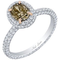 Neil Lane Couture Design Fancy Color Oval Brilliant-Cut Diamond, Platinum Ring