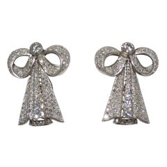 Neil Lane Art Deco French Diamond Bow Earrings