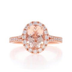 Neil Lane Morganite Diamond Halo Ring - Rose Gold 14k Oval 2.4ctw Cathedral