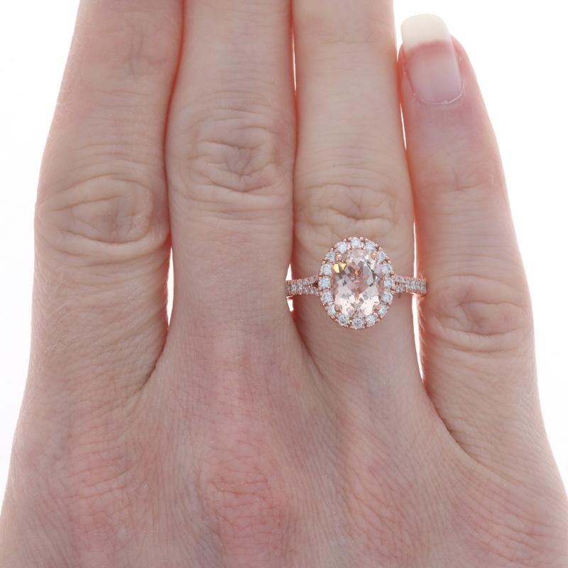 Neil Lane Morganit Diamant-Halo-Ring - Roségold 14k Oval 2,4ctw Kathedrale (Ovalschliff) im Angebot