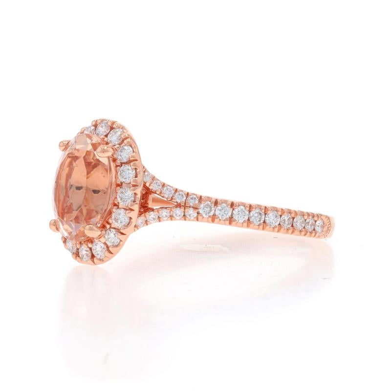 Neil Lane Morganit Diamant-Halo-Ring - Roségold 14k Oval 2,4ctw Kathedrale im Zustand „Hervorragend“ im Angebot in Greensboro, NC