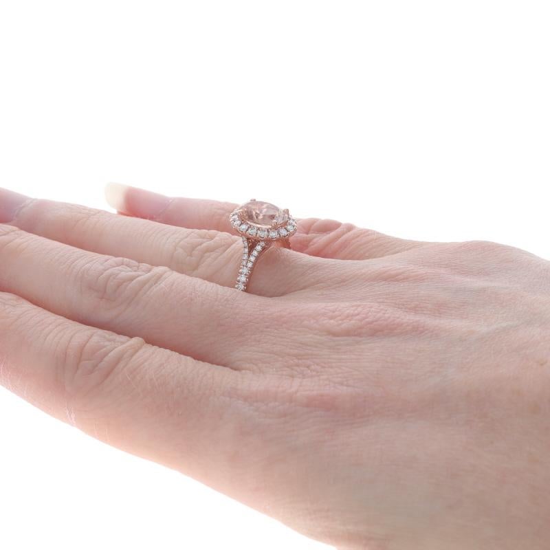 Neil Lane Morganit Diamant-Halo-Ring - Roségold 14k Oval 2,4ctw Kathedrale Damen im Angebot