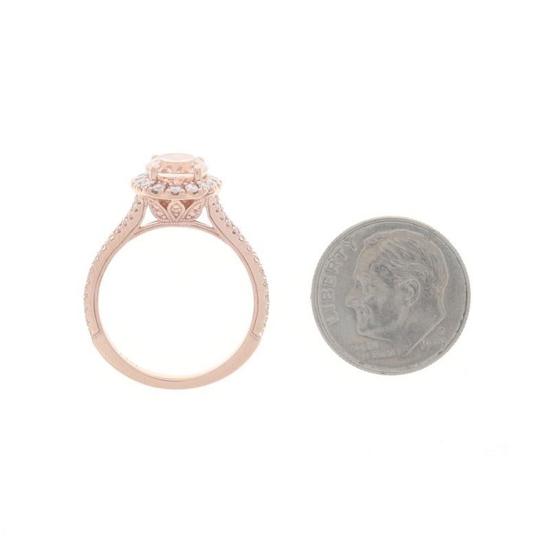 Neil Lane Morganit Diamant-Halo-Ring - Roségold 14k Oval 2,4ctw Kathedrale im Angebot 1
