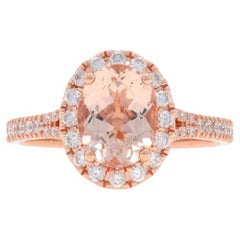 Neil Lane Morganit Diamant-Halo-Ring - Roségold 14k Oval 2,4ctw Kathedrale