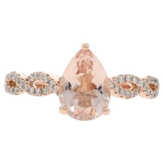 Neil Lane Morganite Diamond Ring - Rose Gold 14k Pear 2.93ctw