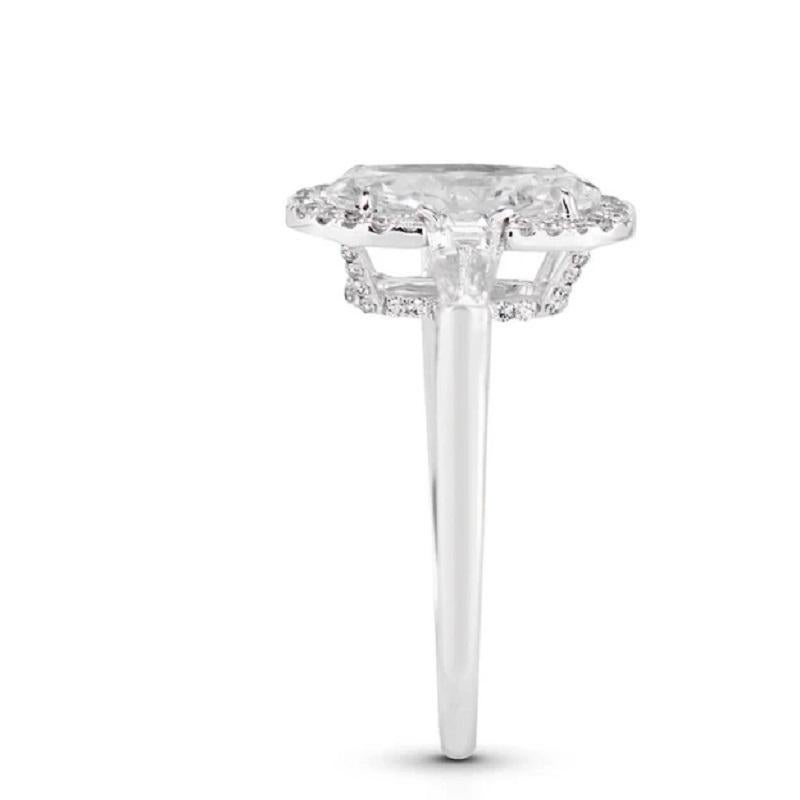 Art Deco Neil Lane Couture Design Moval Shaped Diamond, Platinum Engagement Ring For Sale