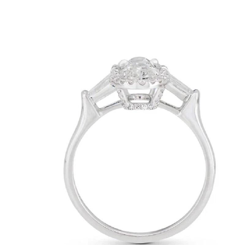 Round Cut Neil Lane Couture Design Moval Shaped Diamond, Platinum Engagement Ring For Sale