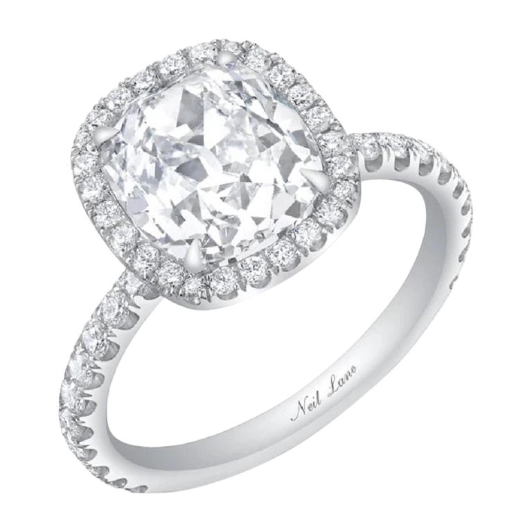 Neil Lane Couture Design Old Mine Brilliant Diamond and Platinum Engagement Ring For Sale