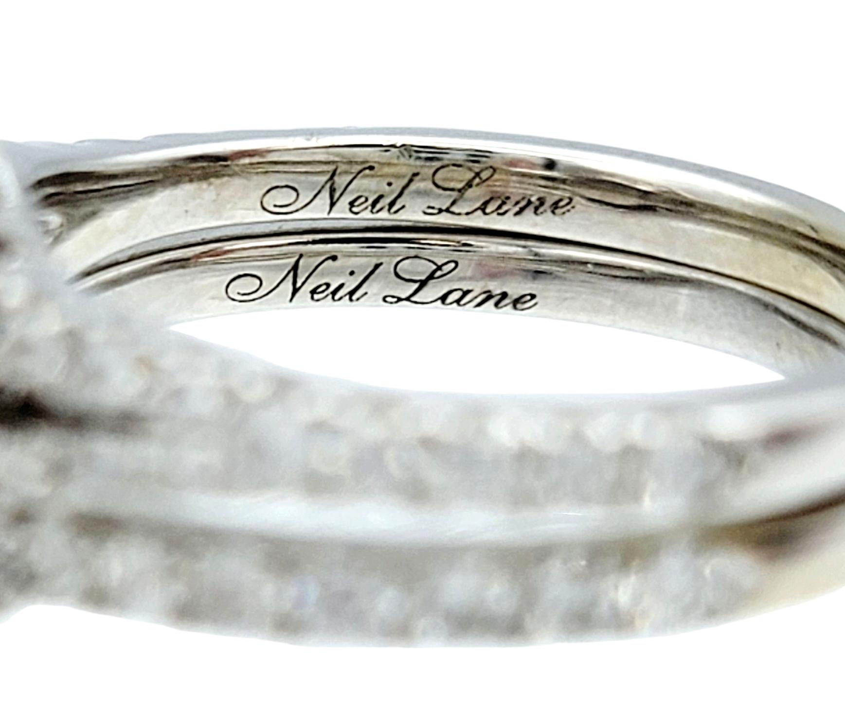 Neil Lane Oval Cut Diamond Double Halo Wedding Ring Set in 14 Karat White Gold For Sale 3