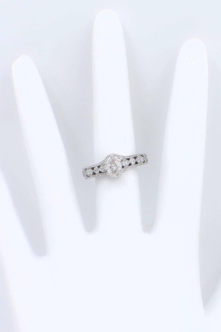 Neil Lane Oval Diamond Engagement Ring 3/4 TCW in 14 Karat White Gold