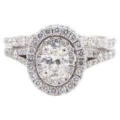 Neil Lane Oval Double Halo Diamond Engagement Ring & Wedding Band Set
