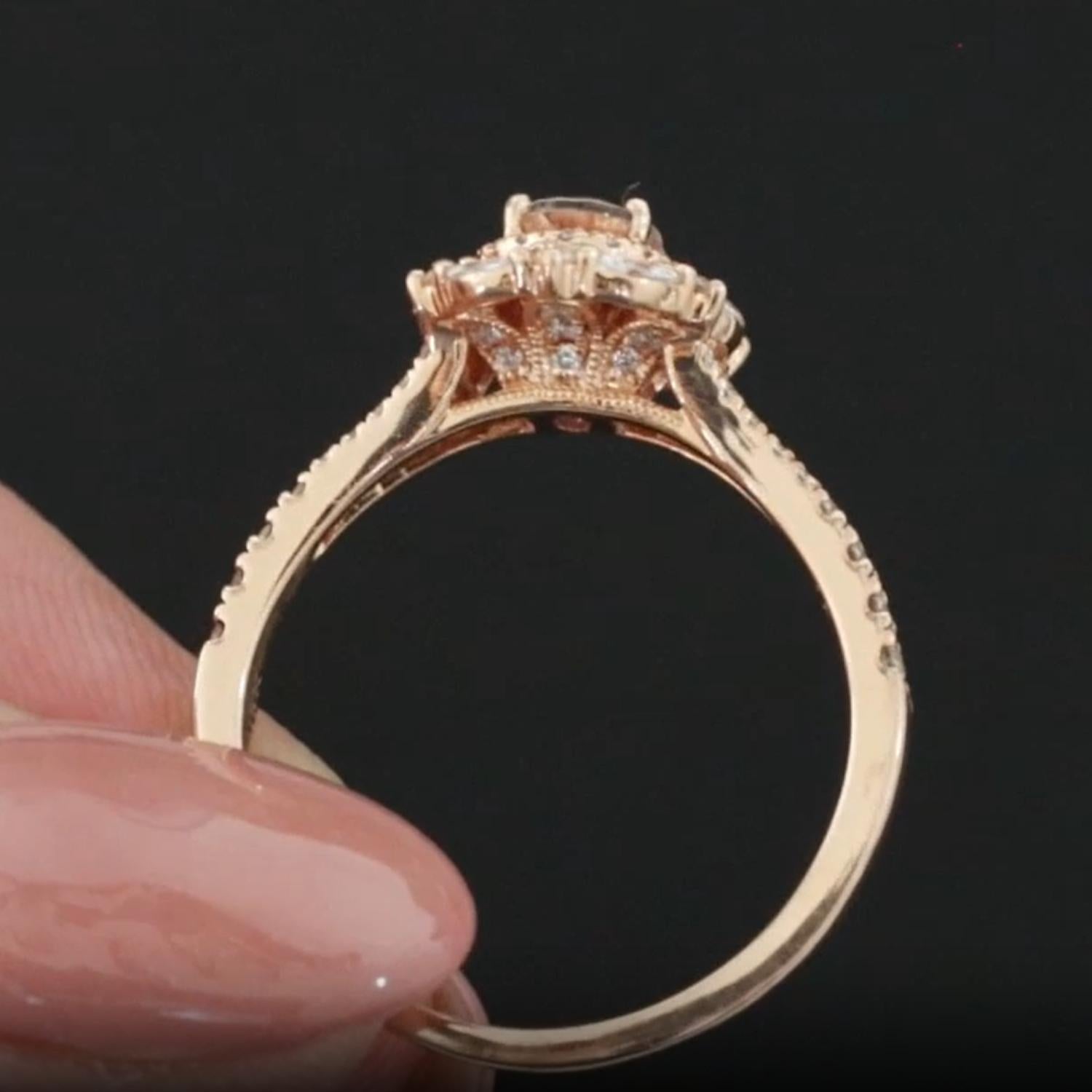 Neil Lane Verlobungsring aus 14 Karat Roségold mit ovalem Morganit und Diamant-Halo (Zeitgenössisch) im Angebot