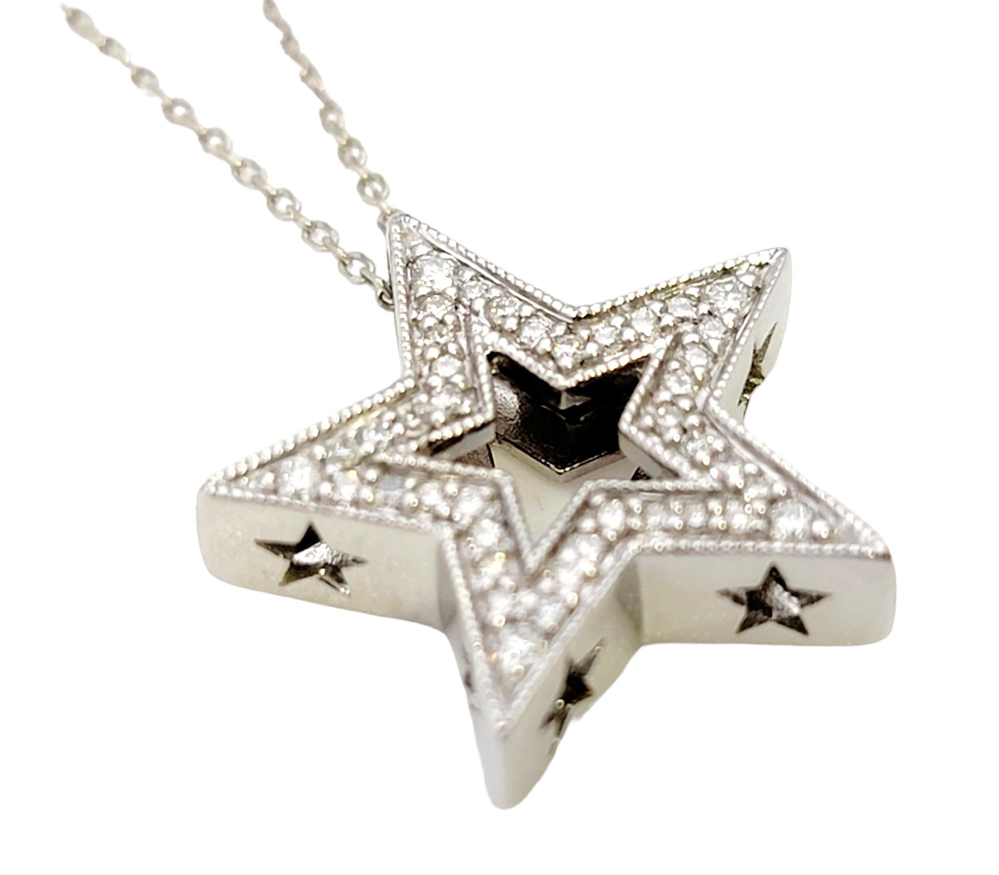 Neil Lane: 14 Karat Weißgold Halskette mit offenem Sternanhänger mit Pavé-Diamant im Zustand „Gut“ in Scottsdale, AZ