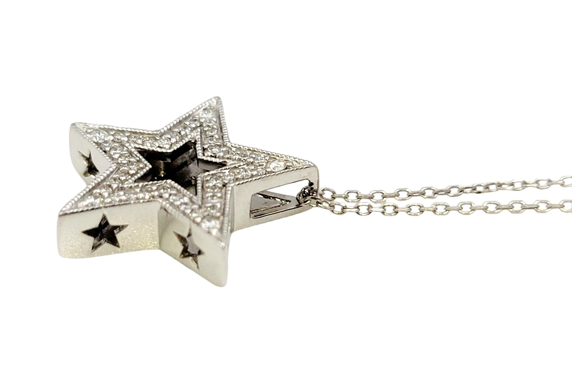 Neil Lane: 14 Karat Weißgold Halskette mit offenem Sternanhänger mit Pavé-Diamant Damen