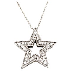 Neil Lane Pave Diamond Open Star Pendant Necklace in 14 Karat White Gold